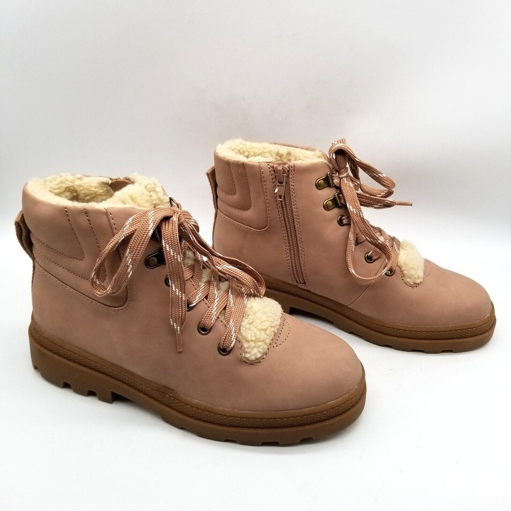 Nordstrom Rack Woman Beige Side Zip Lace Up Ankle Chiara  Booties  8‎